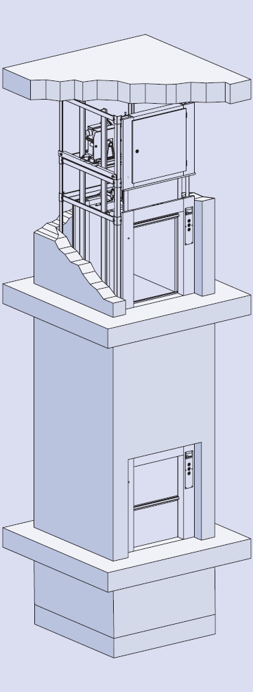 Грузовой лифт BKG вертикально-раздвижные двери на уровне пола